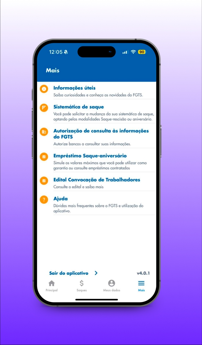Terceiro passo: Clique em 'Autorização de consulta às informações do FGTS'
