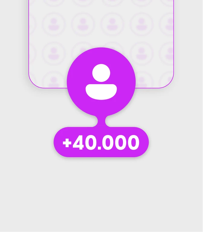Ícone de usuário com texto +40.000 representando número de correspondentes cadastrados